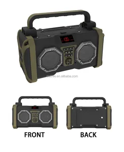 Eletree Radio Portable 30W AM FM Cuaca NOAA IPX6 tahan air darurat Solar Budowlane Jobsite Radio dengan 5000mah Power bank