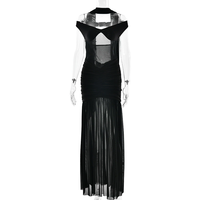 Sexy Rückenfreies Eng Anliegendes Maxikleid für Damen Elegante Mesh-Kleider mit Seitenschlitz für Party und Abendveranstaltungen