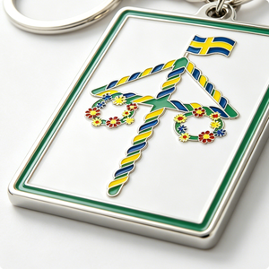 Porte-clés personnalisé en alliage de zinc émaillé souple, motif Maypole d'été, plaqué nickel, style vintage, souvenir de festival pour touristes - Product Image 6
