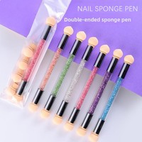Pinceau éponge acrylique double-tête pour nail art, stylo de mélange pour dégradé, effet vignettage, aquarelle, points de couleur, manche en plastique