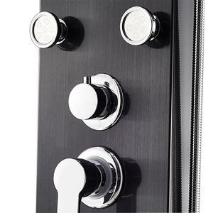 Paneles de <span class=keywords><strong>Ducha</strong></span> de Lluvia de Acero Inoxidable Negro de Lujo, Montados en la Pared, con Cabezal de <span class=keywords><strong>Ducha</strong></span> LED Termostático, en Oferta para Hoteles de Lujo - Product Image 4