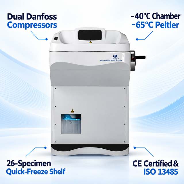 Roundfin RD-2260 Pathology Cryostat Microtome Dual Compressor Frozen Section Machine for Hospital Histology Diagnosis