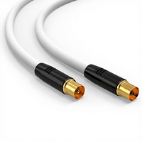 Câble coaxial blanc mâle-femelle RedStar24 de 1 m avec connecteur IEC, gaine en PVC et blindage tressé pour radio DVB-T/T2
