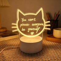 Veilleuse LED 3D DIY avec tableau d'affichage acrylique réinscriptible et créatif, idéale comme cadeau