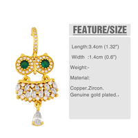 Joyería de moda Pendientes Chapado en oro 18K Joyería para mujer Zirconia Pendientes de aro Animal Búho Pendientes