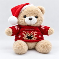 Ours en peluche de Noël fait main personnalisé avec un chapeau de Père Noël et un pull tricoté pour la décoration de la maison pendant les fêtes