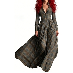 Wholesale Check Pattern Long Dress Mango Silk Fabric, Breathable |  Alibaba.com