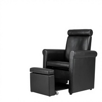 Fauteuil de massage multifonctionnel en cuir noir pour pédicure, inclinable, réglable, mobile et pliable