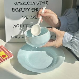 High Quality Wholesale Solid Color Blue Stoneware Dinnerware <b>Sets</b> Eco Friendly Dishwasher Safe Oven Safe <b>Microwave</b> Safe - Product Image 6