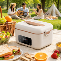 1300ml Kabellose Elektrische Lunchbox Wiederaufladbare Speisenwärmer aus Edelstahl mit Digitaler Steuerung und Timer-Funktion für Camping und Outdoor