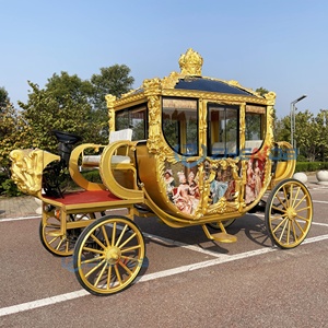 Nouvelle Conception Chariot Électrique Doré Personnalisé pour Chevaux, Taille Réelle, 4 Roues, Sans Chevaux, Conçu pour une Utilisation avec des Chevaux - Product Image 3