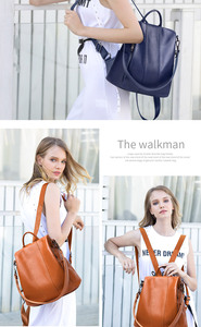 Fashion Genuine <b>Leather</b> <b>Backpack</b> Casual <b>Large</b> Capacity College Wind Travel Student Bag Mummy Bag Handbag - Product Image 5