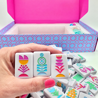 Jeu de tuiles de Mahjong de style nordique américain, jeu de Mahjong d'art populaire scandinave pour 4 joueurs, vente au détail, vente en gros, emballage personnalisé