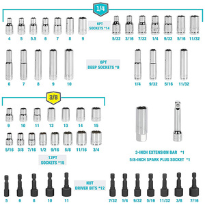 ชุดเครื่องมือช่าง DURATECH 93 ชิ้น แบบแม่เหล็ก พร้อมกล่องเก็บ  ขนาด SAE/เมตริก  ขับเคลื่อน 1/4 นิ้ว 3/8 นิ้ว  ประแจบล็อก  กล่องแข็งแบบ OEM - Product Image 3