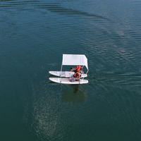 Yacht sportif électrique léger et stable, bateau à pédales gonflable en PVC pour divertissement aquatique en plein air, avec auvent, planche de SUP et pêche