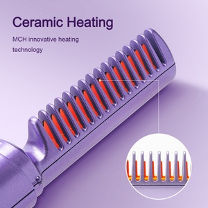 Fast <b>Heated</b> Cordless Straightener Brush Mini Hot <b>Comb</b> Styling Portable USB Rechargeable Electric Wireless Hair Straightening Com - Product Image 2