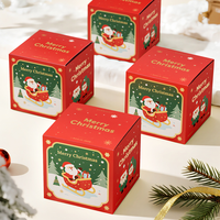 Boîte en carton de Noël personnalisée avec logo réutilisable, résistante, haut de gamme, en carton blanc, design flocon de neige givré, impression quadrichromie
