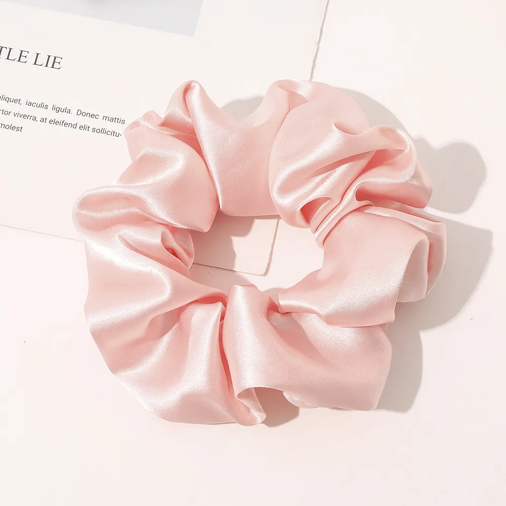 women Hair Accessories style Elastics Bands solid color Cloth satin Softer Ponytail Holder satin silk hair band