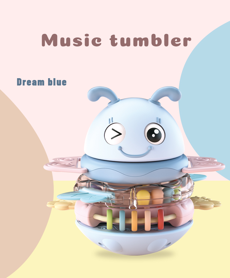 2021 Hot selling educational teether rattle musical light roly poly stacking up cute tumbler baby toy
