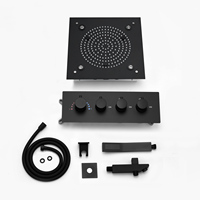 Robinet suspendu de salle de bain noir mat monté au plafond 320*320mm mitigeur de douche Led pluie pulvérisation ensemble de douche Thermostat