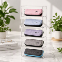 Étui à lunettes en lin texturé multicolores, boîte de rangement rigide pour lunettes de soleil avec fermeture éclair, étui portable antichoc pour les voyages