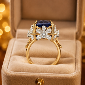 Anello di Fidanzamento Creativo con Gemma Blu per Donne, Elegante Gioiello da Dito alla Moda - Product Image 5