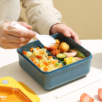 Lonchera Escolar Térmica a Prueba de Fugas con Juego de Cuchara y Tenedor, Lonchera Bento con Cubiertos para Niños