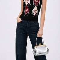 Sac à bandoulière pour femme en PU, petit format, style rétro, avec fermoir Kiss-lock argenté, en polyester, à sangle unique, forme coquille, style défilé 2026