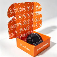 Boîte d'emballage pliable personnalisée pour casquette de baseball, boîte cadeau en kraft pour chapeau d'enfant avec bande détachable