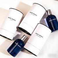 En stock, flacons de parfum de 30 ml, 50 ml, 100 ml, boîte cylindrique, tube en papier, emballage rond noir recyclable pour parfum