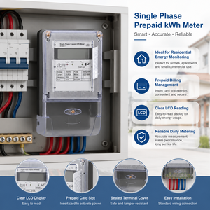 Medidor de Energía Monofásico <span class=keywords><strong>Prepago</strong></span> con Tarjeta IC Digital de Carga Frontal para Suministro de Electricidad <span class=keywords><strong>Prepago</strong></span> - Product Image 3