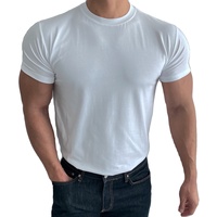 T-shirt à manches courtes en coton et élasthanne pour homme Penpace Garment Sports Fitness, respirant, séchage rapide, entraînement, col haut élastique