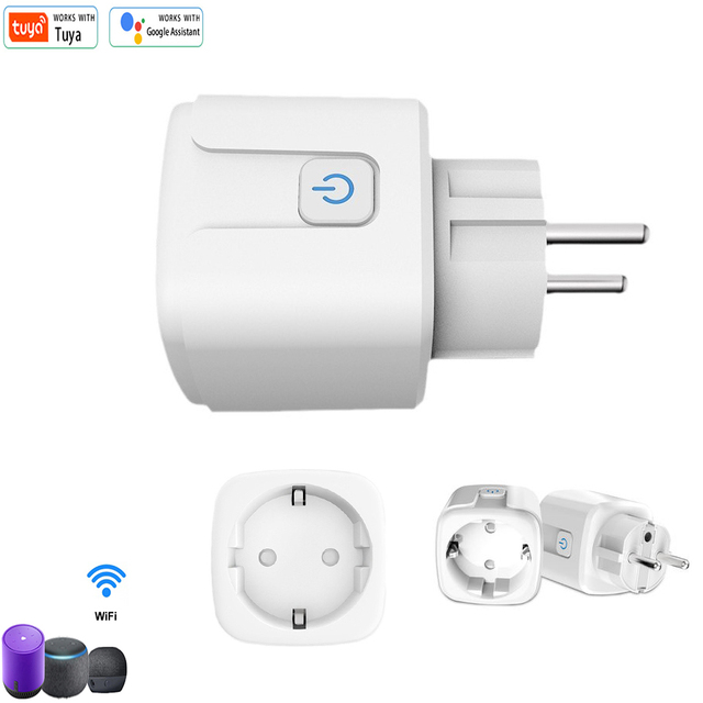 Tuya 16A UK WiFi Smart Plug Wireless Plastic 20A Rated Current Works with Alexa Google Assistant Smart Life APP for Smart Home
