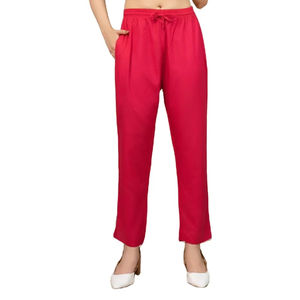 Pantalones de Rayón para Mujer, Cómodos, Casuales, Cintura Elástica, Transpirables, Moda de Verano, Corte Recto, Elegantes, para Uso Diario - Product Image 1