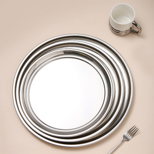 Stainless Steel Buffet Used <strong>Big</strong> <strong>Plates</strong> 30cm 34cm 38cm 40cm Round Dinner <strong>Plate</strong> Waiter's <strong>Serving</strong> Tray for Hotel Bar Restaurant - Product Image 6