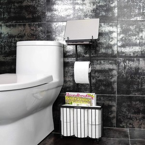 Porte-<span class=keywords><strong>papier</strong></span> hygiénique autoportant moderne avec distributeur de rouleaux en métal à 3 niveaux et étagère de rangement Style de réserve - Product Image 4