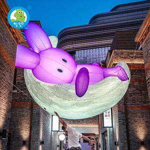 Sculpture publicitaire gonflable lumineuse de ballon de modèle d'air de dessin animé de lapin en forme personnalisée pour les campagnes d'aération - Product Image 5