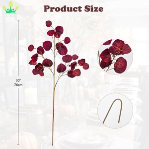 Искусственные осенние ветки листьев осины осенние длинные стебли листвы растения темно-красный спрей для вазы стол домашний коттедж украшение - Product Image 2