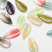 Zhubi coloré cristal pêche feuilles perles pour filles 26MM dégradé couleurs cristal feuille pendentif perles de verre pour la fabrication de bricolage
