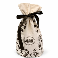 Pochette de voyage en coton et lin à cordon, imprimée sur toute la surface avec logo personnalisé, pour cosmétiques, parfums et maquillage