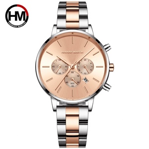 HANNAH MARTIN HM-1101 Brand Women Multifunctional <b>Watch</b> Original Stainless Steel Rose Gold 36mm Quartz Movement Casual Banquet - Product Image 1