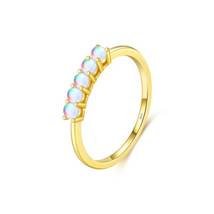 S925 <b>Silver</b> Women's <b>Opal</b> <b>Ring</b> 22K Gold Plated Minimalist Gemstone Prong Setting Everyday versatile perfect Wear - Product Image 1