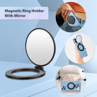 Logo personnalisé support de poignée de téléphone portable en métal personnalisé miroir cosmétique portable support de bague de téléphone magnétique mince