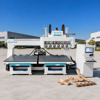 Centre d'usinage CNC rotatif 4 axes Foshan Junran pour meubles en bois massif, ornements, pales de ventilateur en bois, sculpture 3D