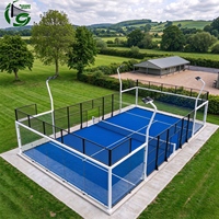 Lapangan Padel Panoramic 20m X 10m Rangka Baja Galvanis Standar Kaca Tempered Lapangan Tenis Padel Luar Ruangan untuk Penggunaan Komersial Klub