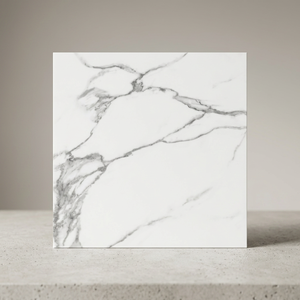 Azulejos de Porcelana Belmonte Blancos de 600x600mm, Acabado Brillante, Efecto Mármol Blanco para Diseño de Pisos - Product Image 1