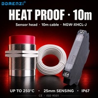 Kit de détecteur de proximité haute température Domenzi pour fours et fournaises avec câble de connexion de 10 m, 250°C, IP67, détection de 25 mm