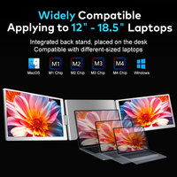 Moniteur portable double écran 16 pouces FOPO/OEM/ODM, extension d'écran triple, 1 câble connectant 3 écrans LCD pour Win & Mac