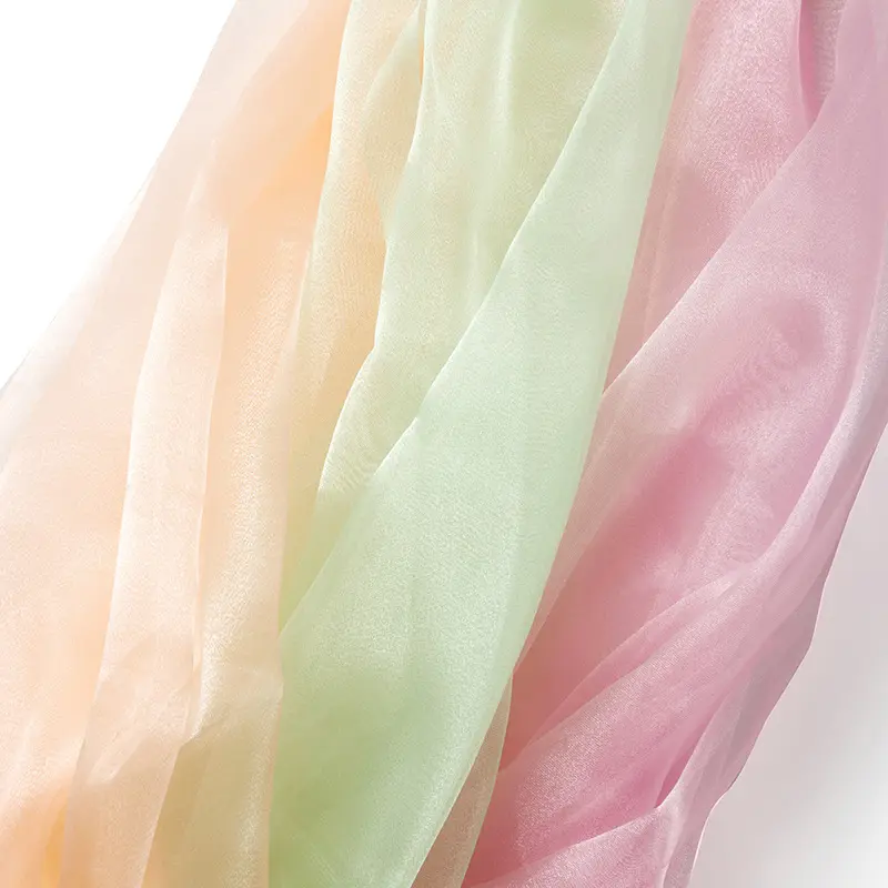 Bridal Wear Lightweight Organza Satin Polyester Bright Yarn Fabric for Fashion Textile