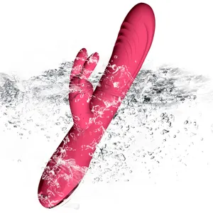 Vibrador de conejo rojo rosa para mujer, masajeador de vagina femenina, juguete sexual, máquina vibradora